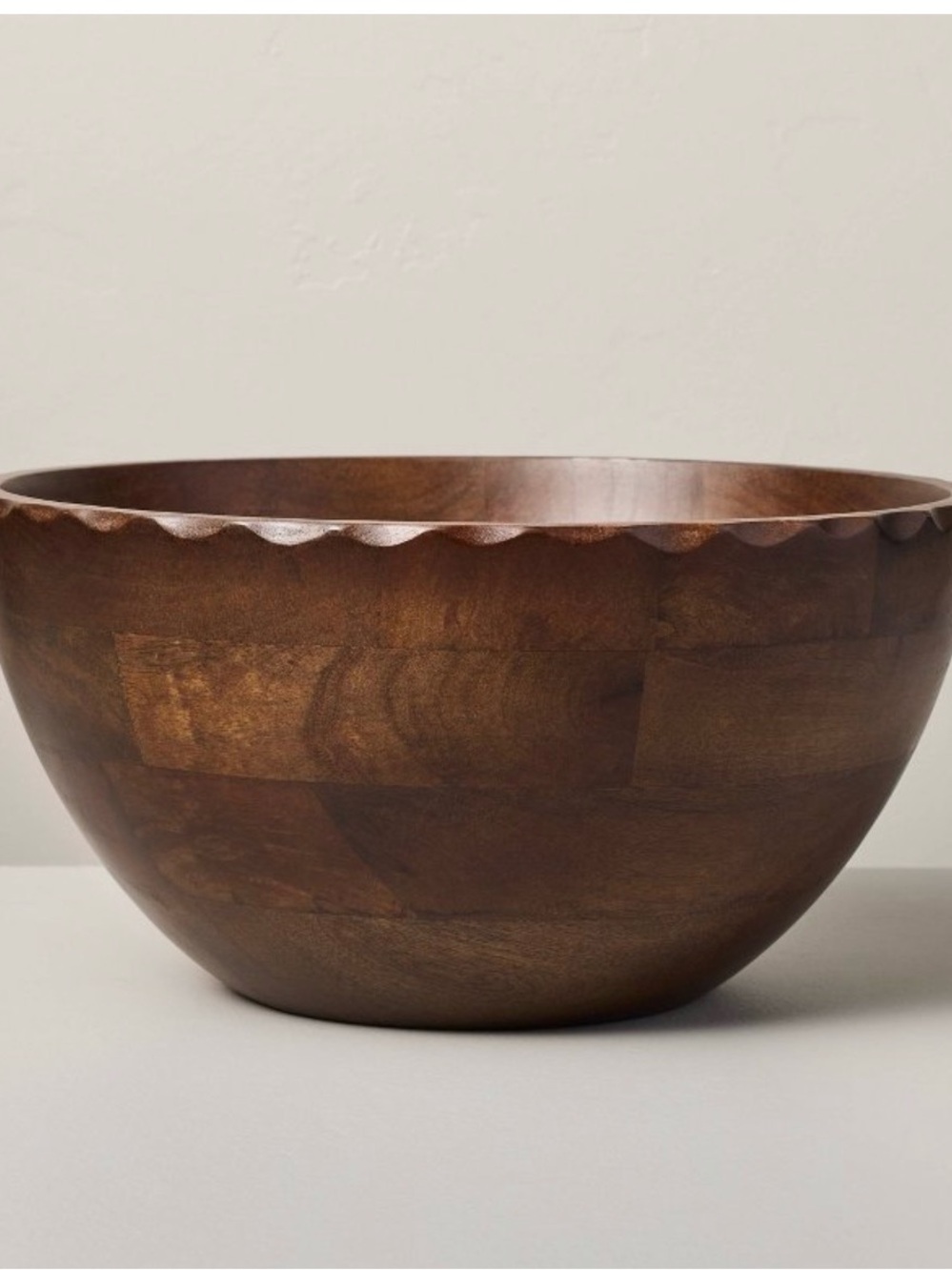 Handcrafted Brown Wood Serving Bowl - Rustic Home Dining Hearth & Hand